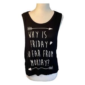 Hyssop Tank Top Black White Soft Cotton Sleeveless Crewneck Graphic Tee S